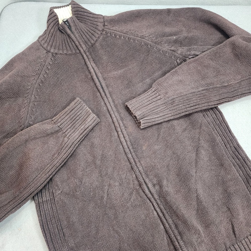 American Rag Full Zip Cardigan Brown Mock Neck Cotton Sweater Mens S